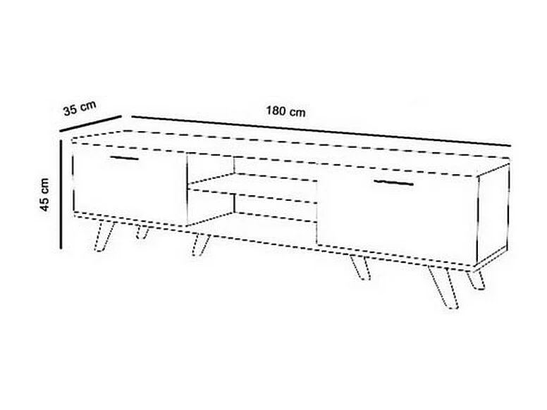 Meuble TV Peyton, Blanc, 35x180x45 cm, Epikasa