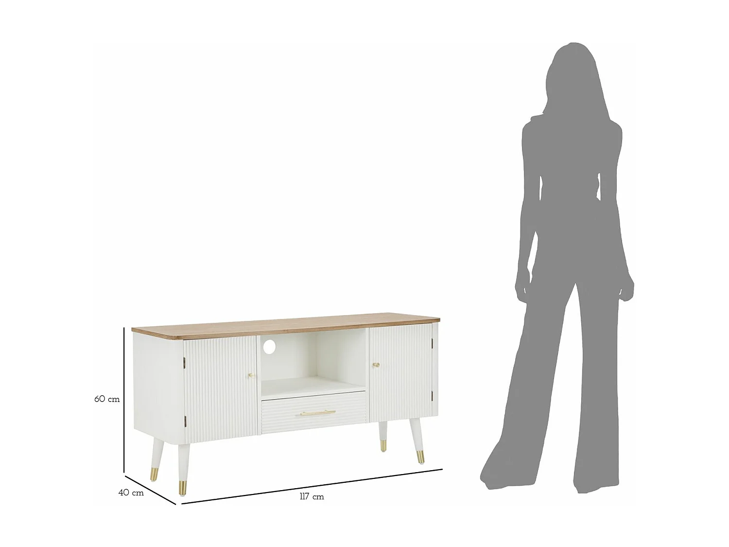 Mobile Porta TV MF228, Bianco, 117x40x60 cm, Epikasa