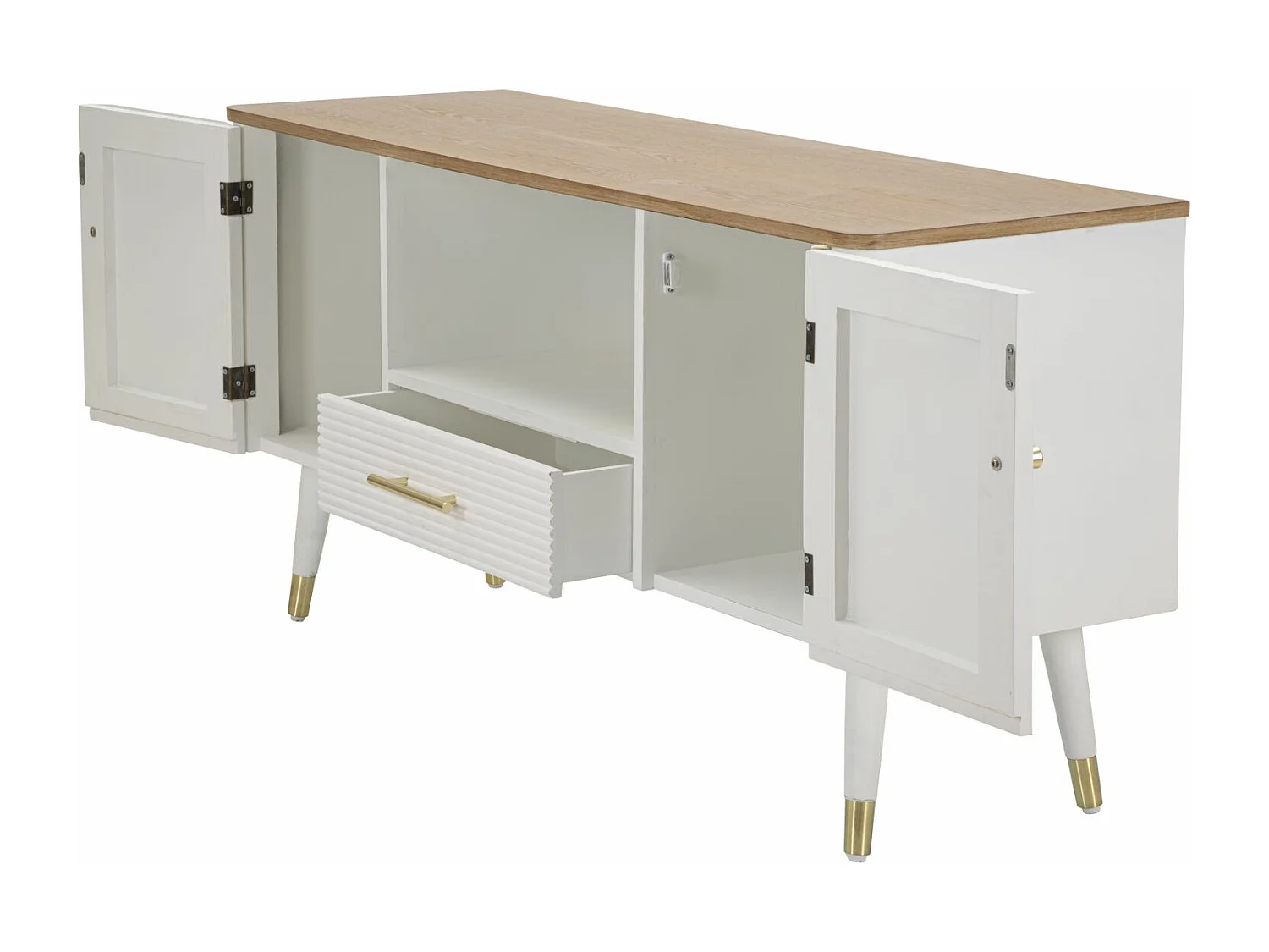 Meuble TV MF228, Blanc, 117x40x60 cm, Epikasa