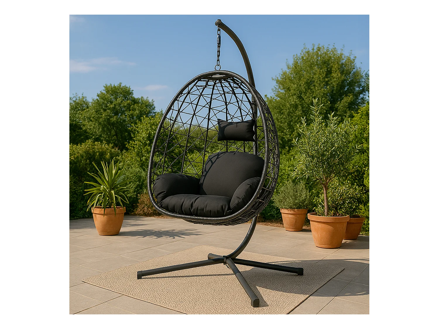 Fauteuil suspendu effet rotin noir CUZCO