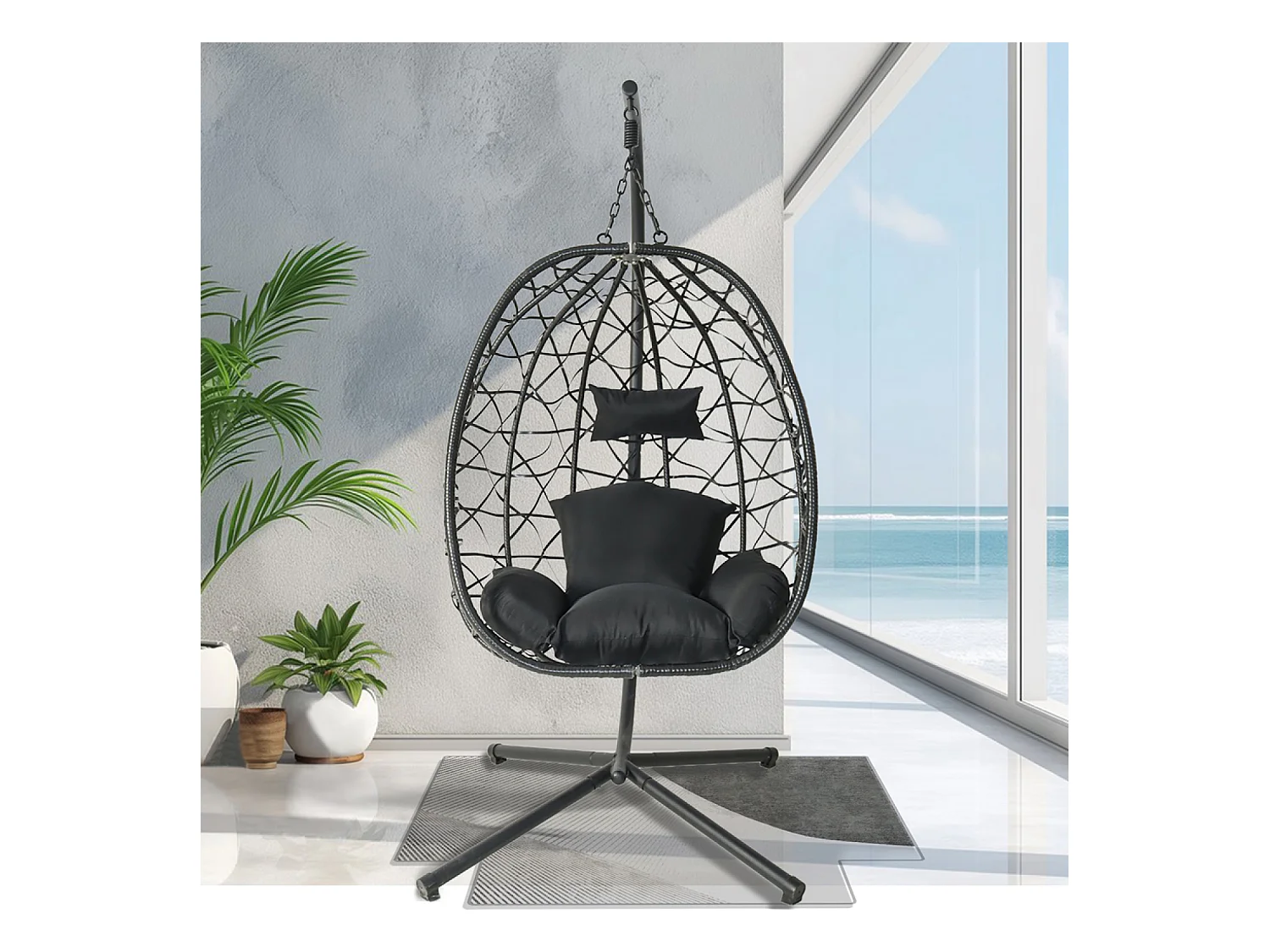 Fauteuil suspendu effet rotin noir CUZCO