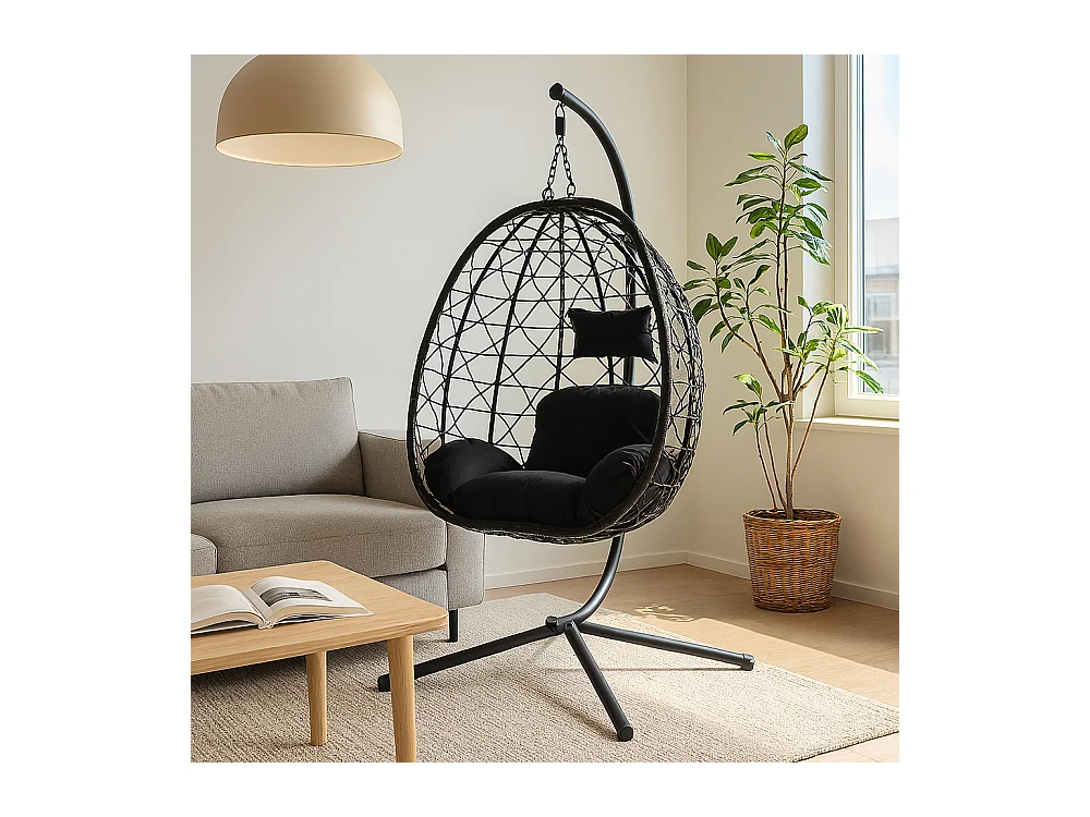 Fauteuil suspendu effet rotin noir CUZCO