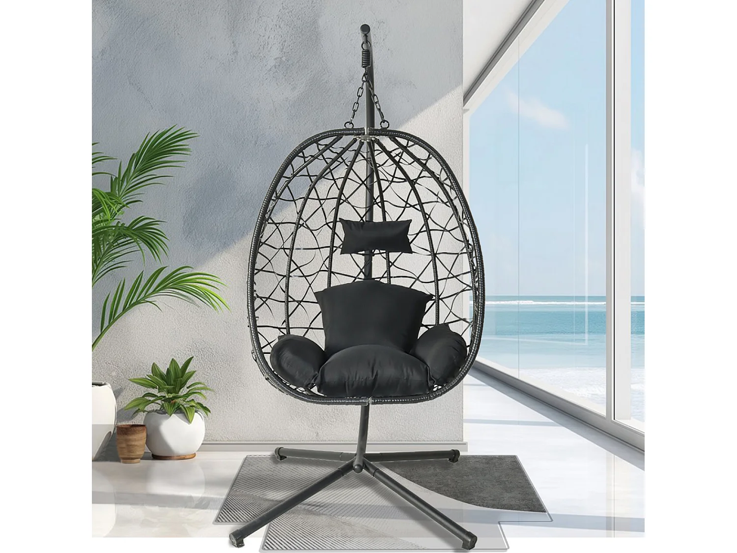 Fauteuil suspendu effet rotin noir CUZCO