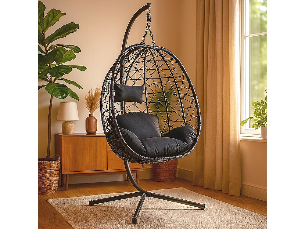 Fauteuil suspendu effet rotin noir CUZCO