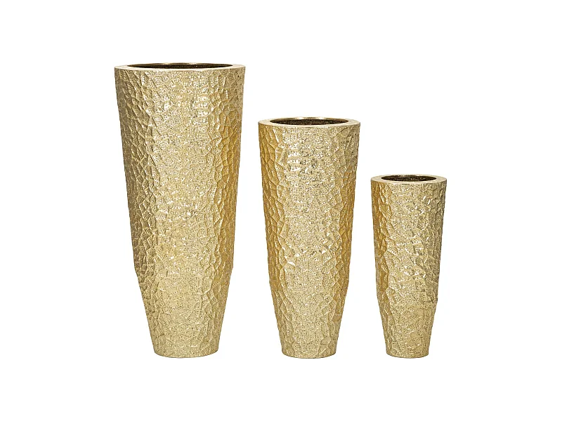 Juego de 3 Tarros Decorativos MF419, Oro, 50,8x50,8x114,9 cm, Epikasa