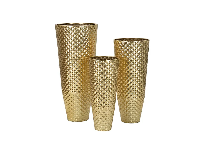 Set di 3 Vasi Decorativi MF420, Oro, 48x48x110 cm, Seven Design