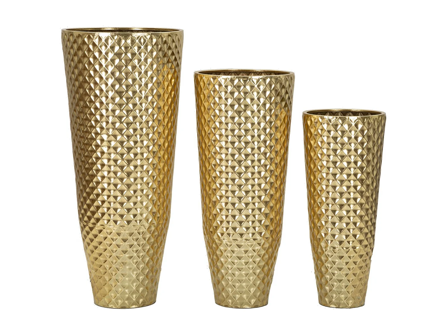 Lot de 3 Pots Décoratifs MF420, Or, 48x48x110 cm, Epikasa