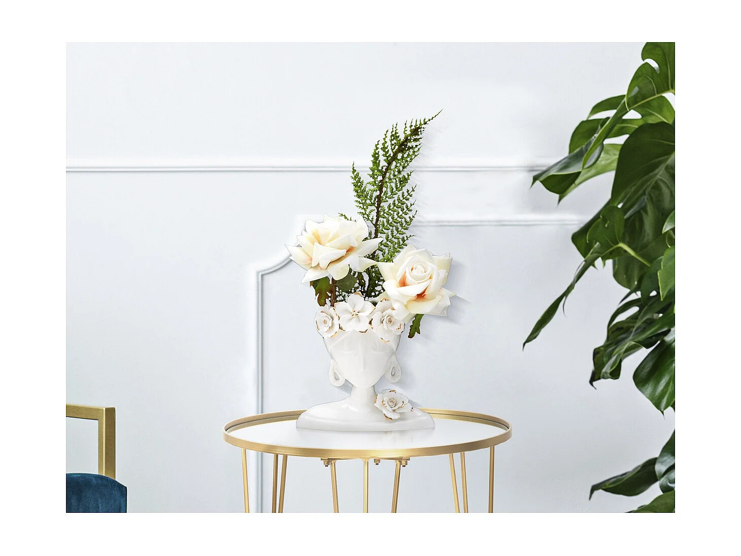 Vase Décoratif Visage 27, Blanc, 21,7x14x21 cm, Seven Design