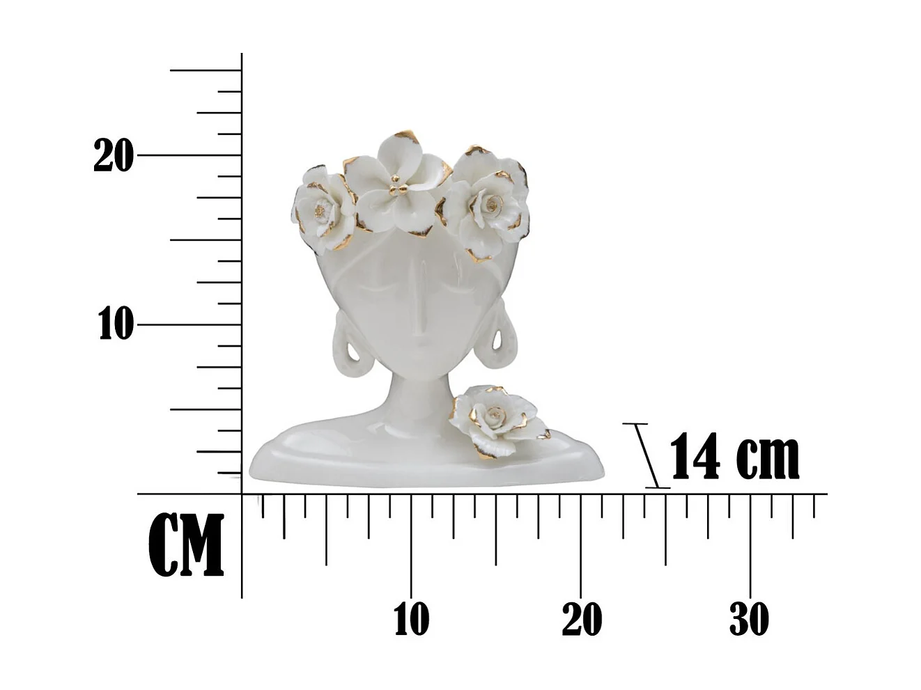 Vase Décoratif Visage 27, Blanc, 21,7x14x21 cm, Seven Design