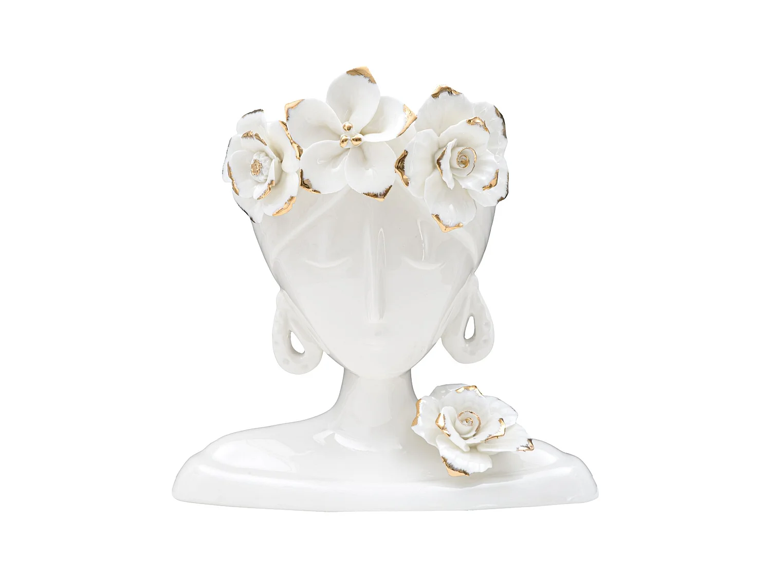 Vase Décoratif Visage 27, Blanc, 21,7x14x21 cm, Epikasa