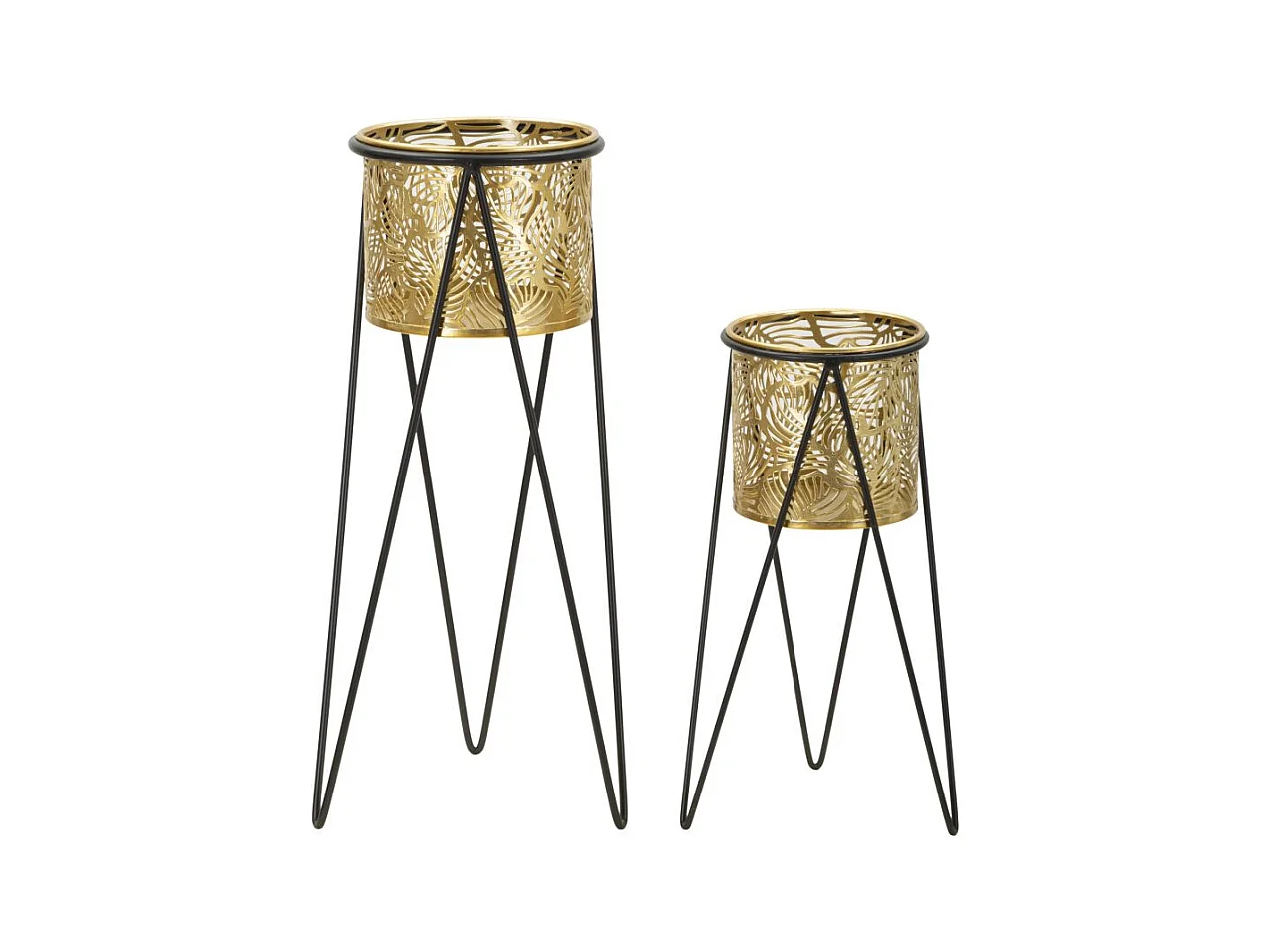 Lot de 2 Cache Pots MF406, Or, 21x20x46 cm, Epikasa