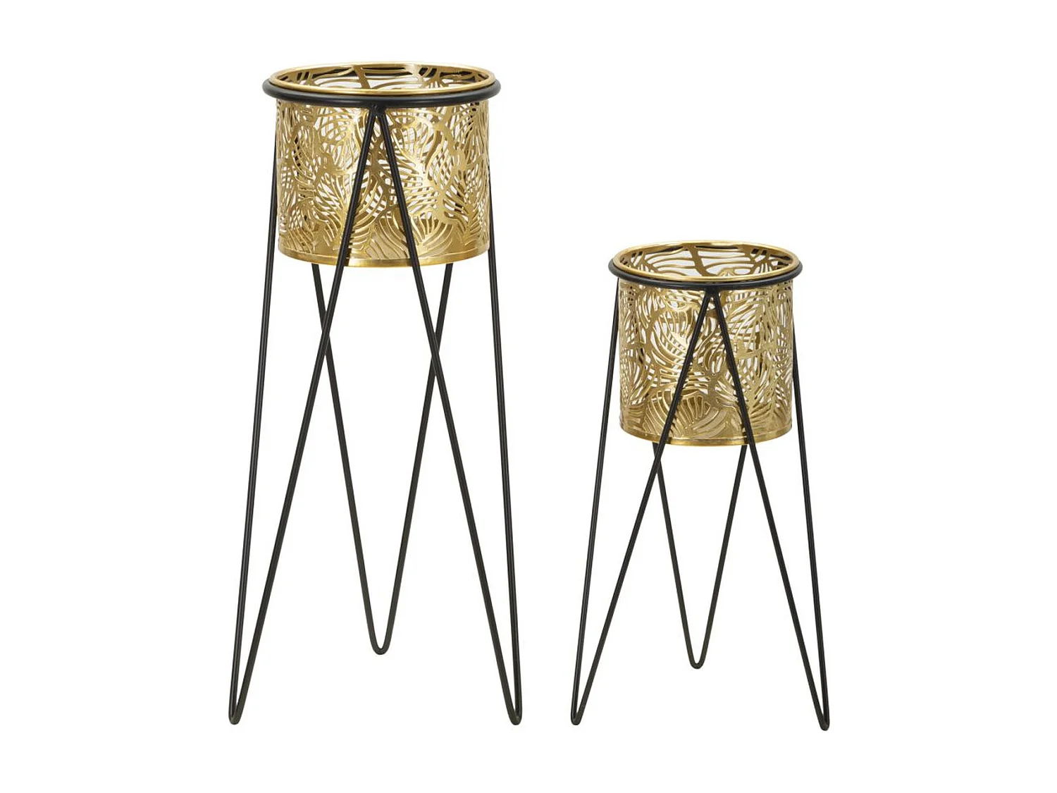 Conjunto de 2 Vasos para Plantas MF406, Ouro, 21x20x46 cm, Seven Design