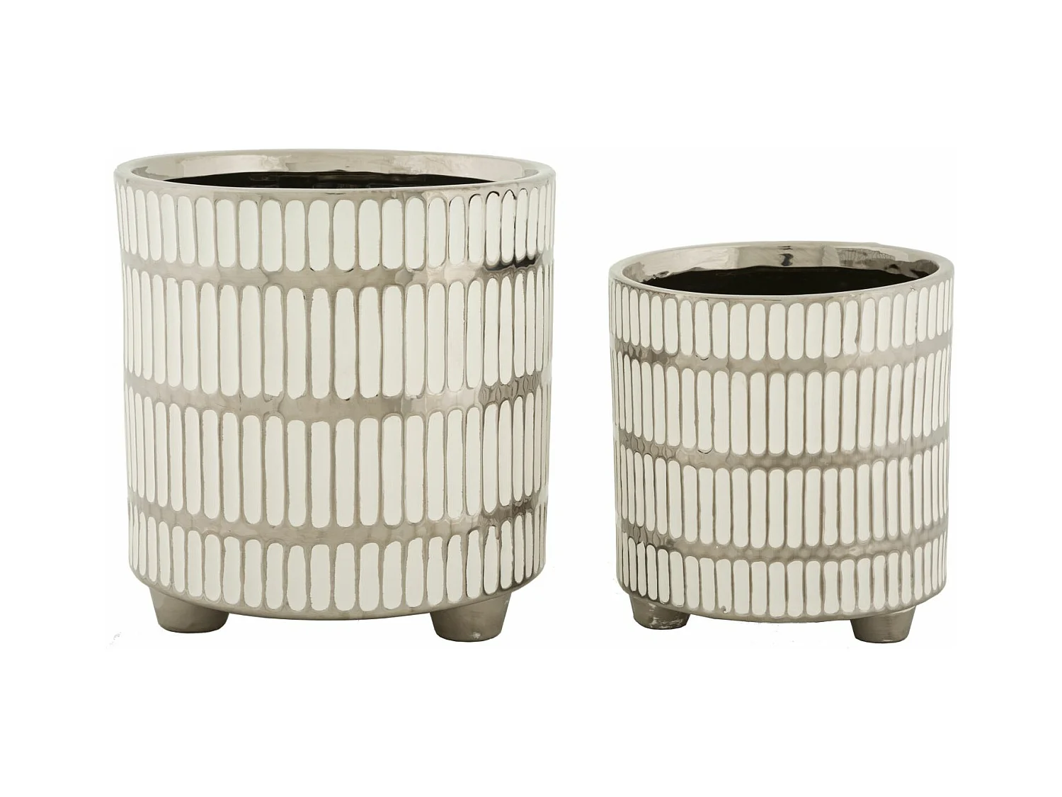 Lot de 2 Pots Décoratifs MF386, Blanc, 22,5x22,5x24 cm, Epikasa