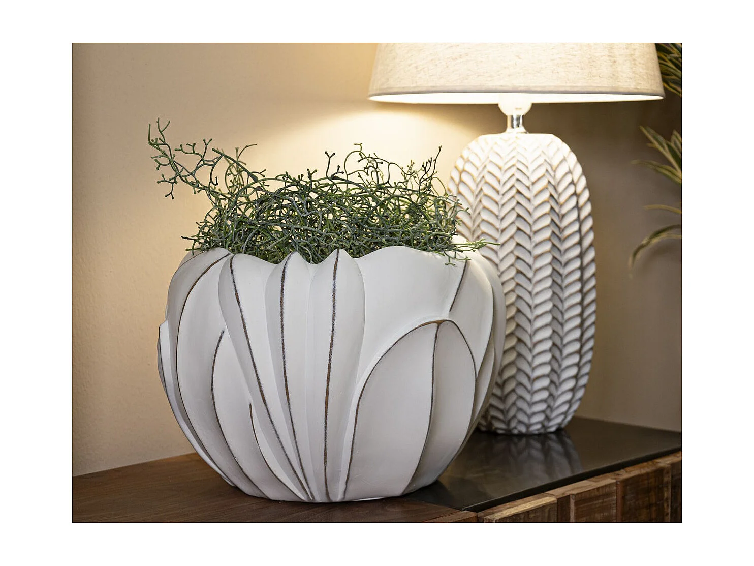 Vase Décoratif MF667, Blanc, 34,5x34,5x23,5 cm, Seven Design