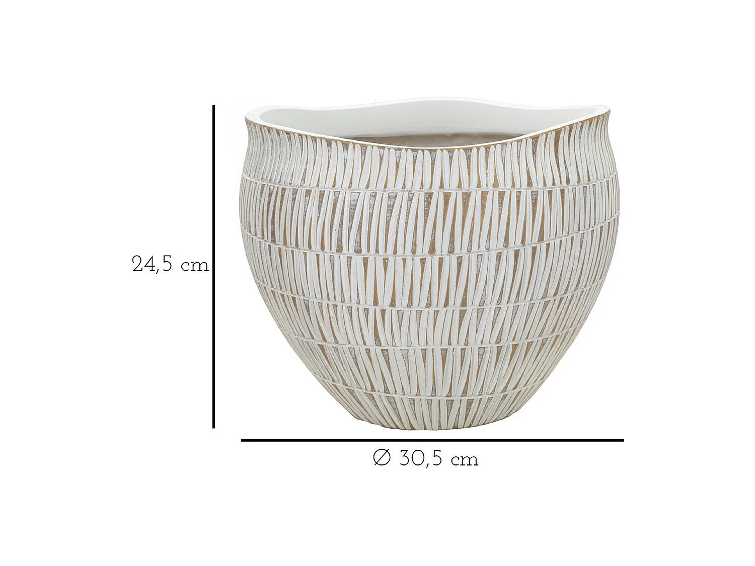 Vase Décoratif MF669, Blanc, 30,5x30,5x24,5 cm, Seven Design