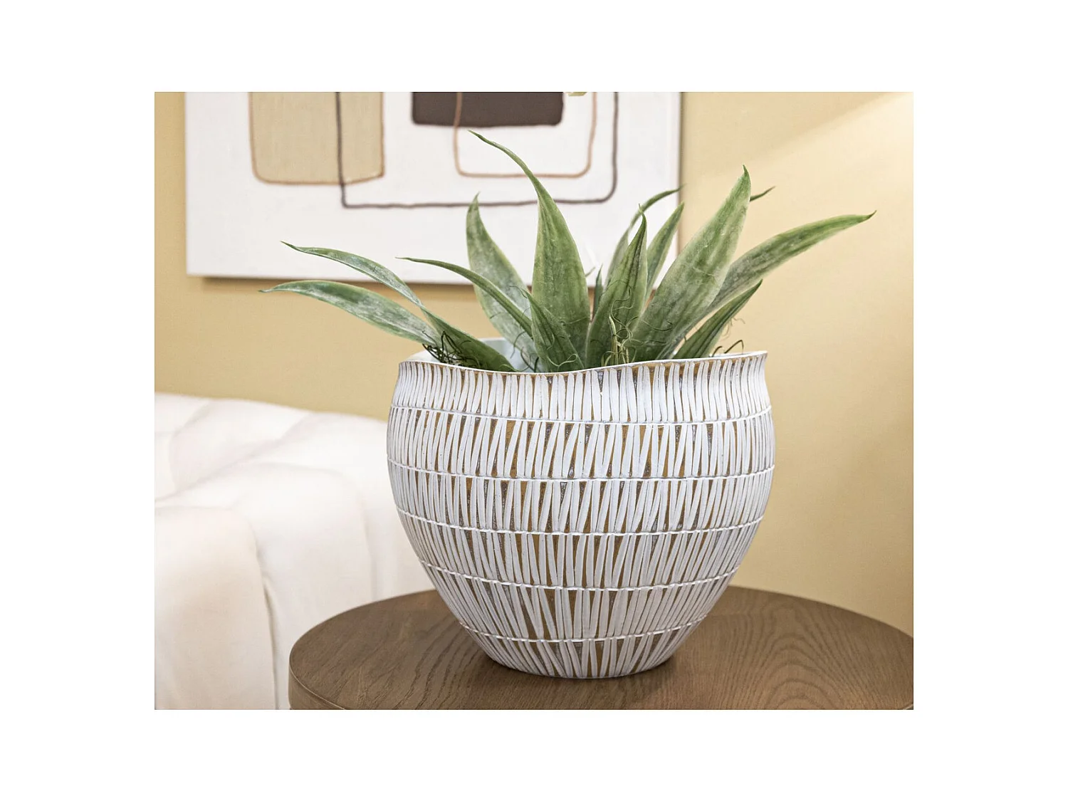 Vase Décoratif MF669, Blanc, 30,5x30,5x24,5 cm, Seven Design