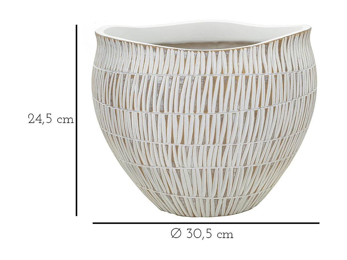 Vase Décoratif MF669, Blanc, 30,5x30,5x24,5 cm, Seven Design