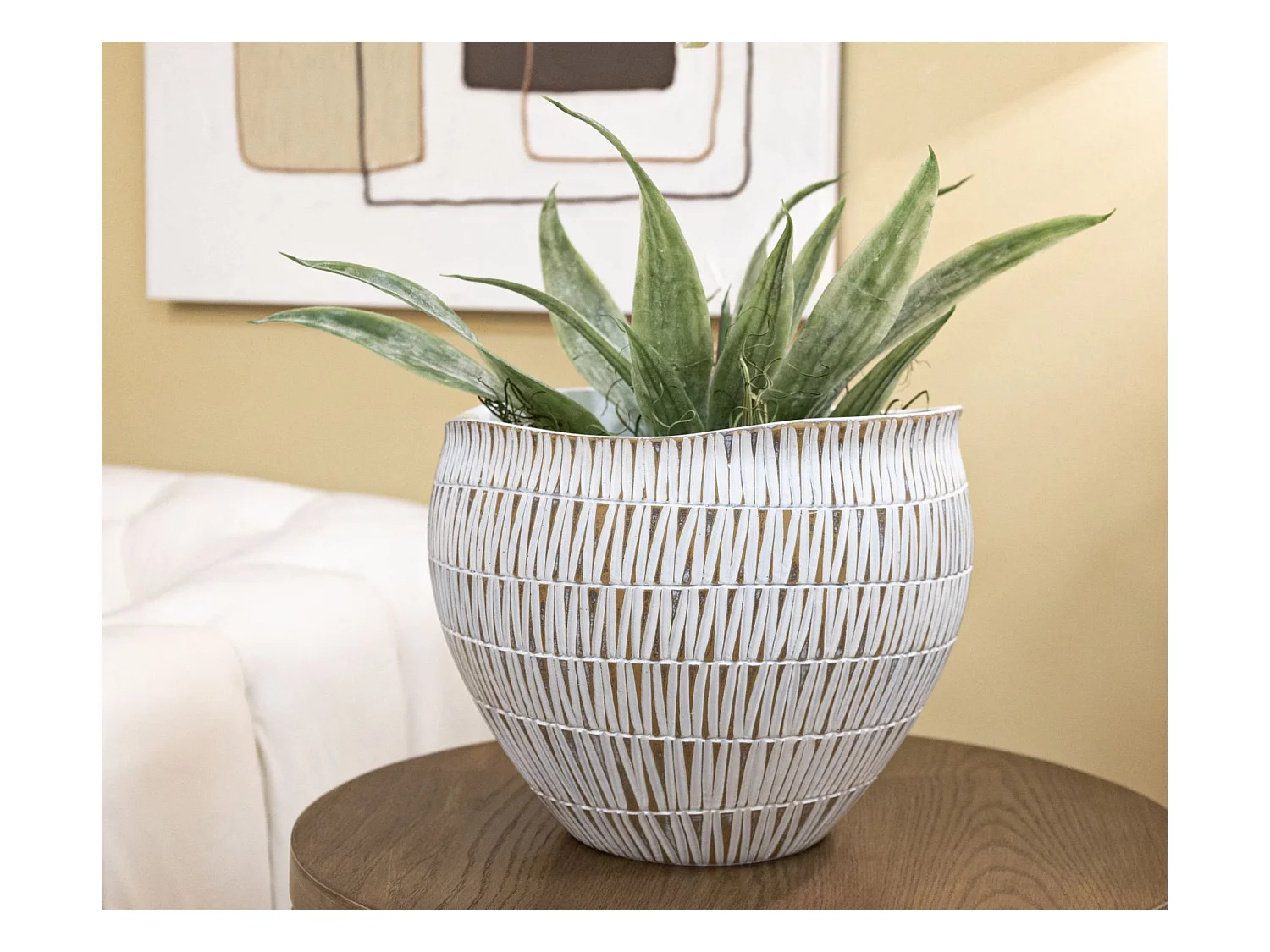 Decoratieve Vaas MF669, Wit, 30,5x30,5x24,5 cm, Epikasa