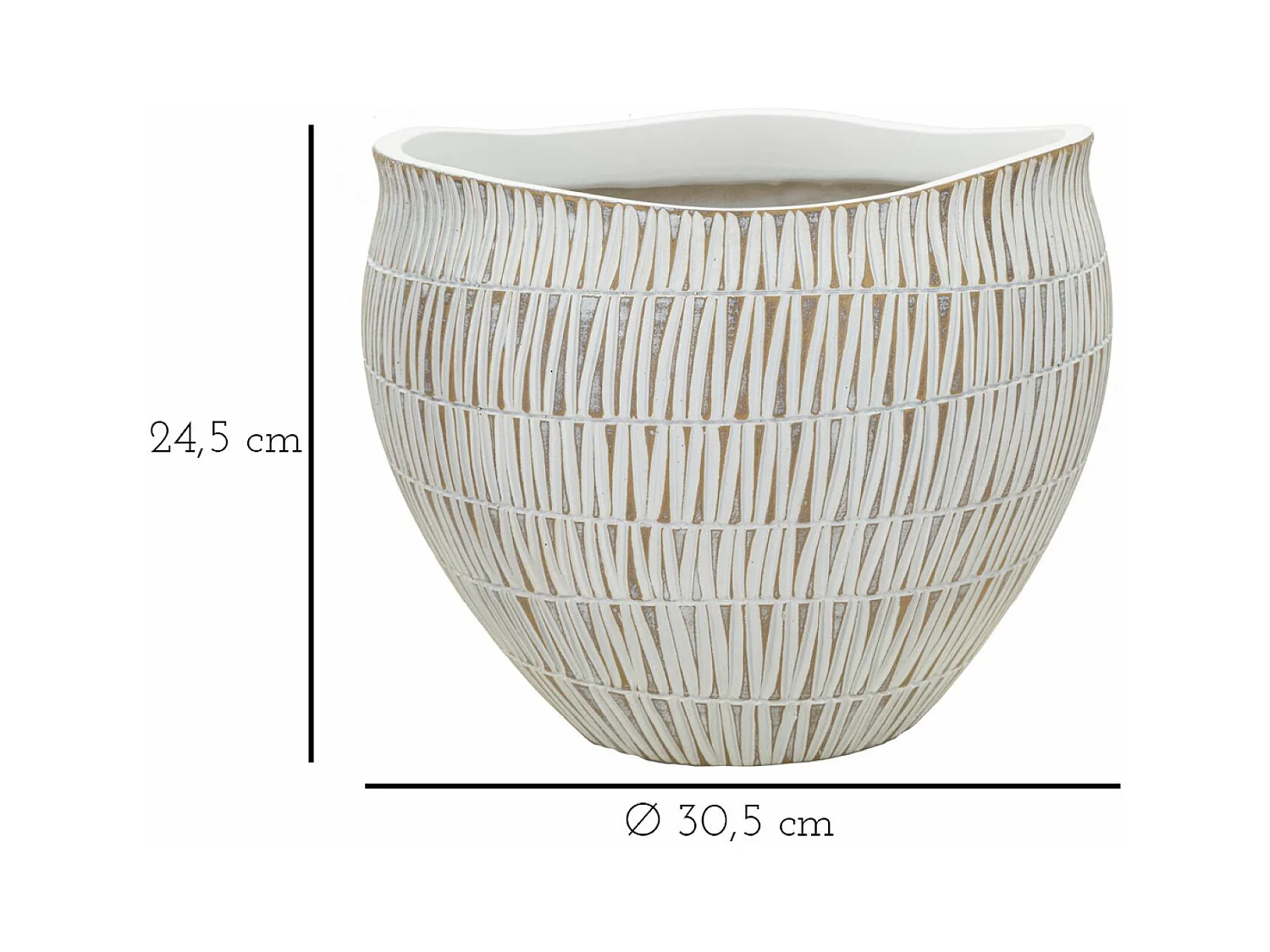 Decoratieve Vaas MF669, Wit, 30,5x30,5x24,5 cm, Epikasa