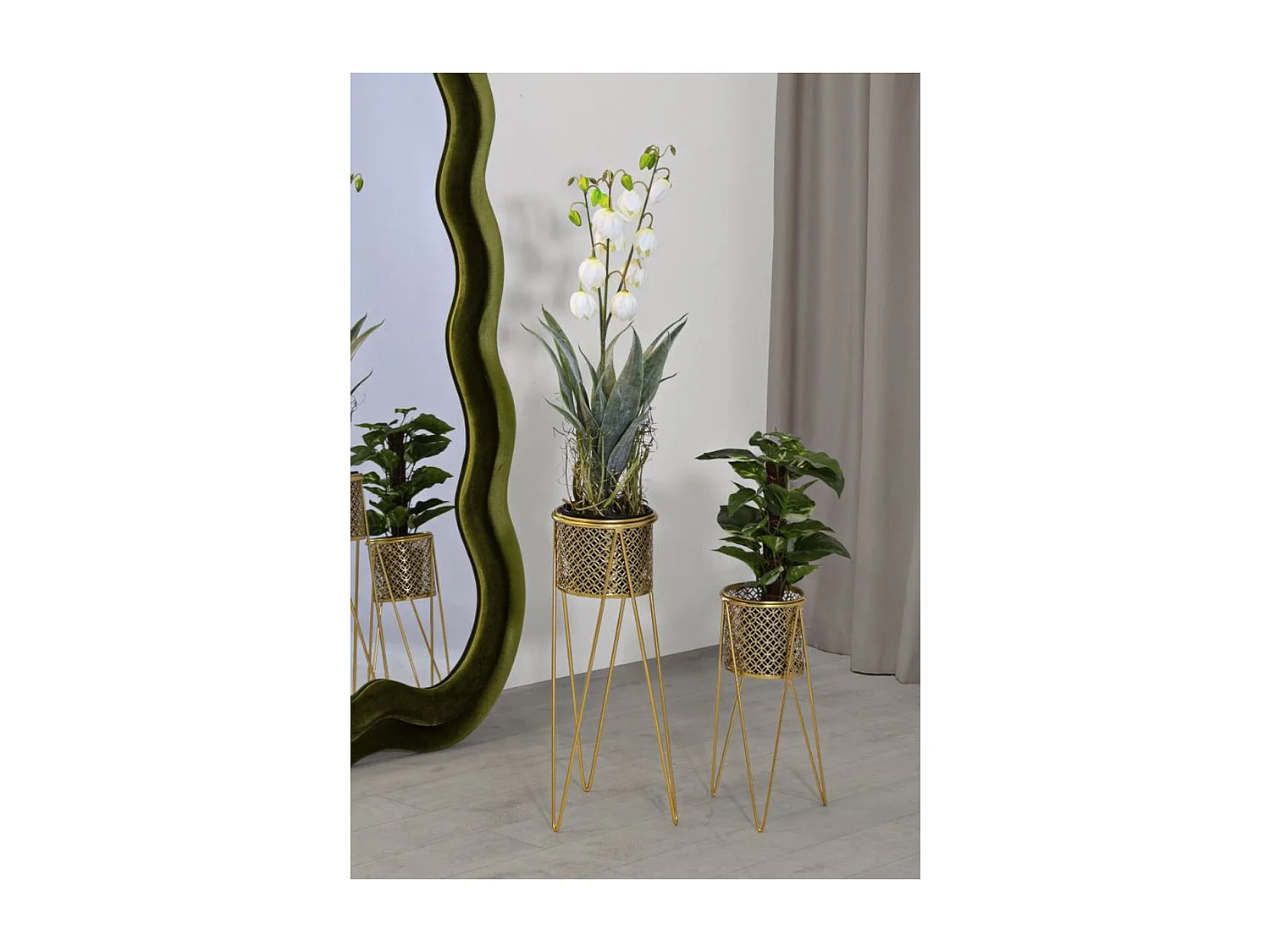 Zestaw 2 doniczek MF405, Złoto, 21x20x46 cm, Seven Design