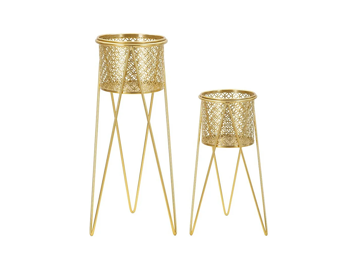 Lot de 2 Cache Pots MF405, Or, 21x20x46 cm, Epikasa