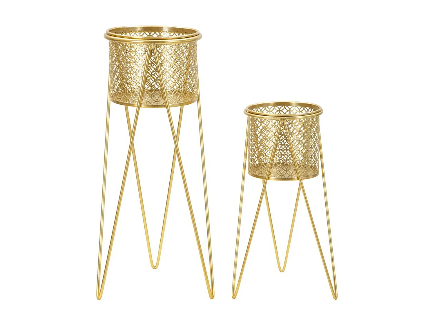 Conjunto de 2 Vasos para Plantas MF405, Ouro, 21x20x46 cm, Seven Design