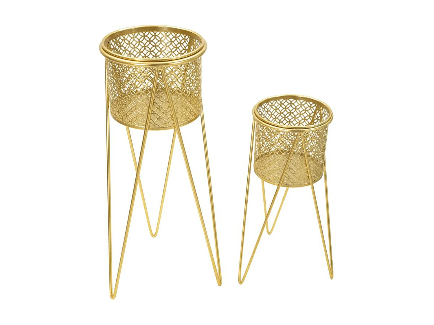 Conjunto de 2 Vasos para Plantas MF405, Ouro, 21x20x46 cm, Seven Design