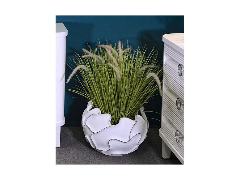 Vase Décoratif MF658, Blanc, 44x44x37 cm, Epikasa