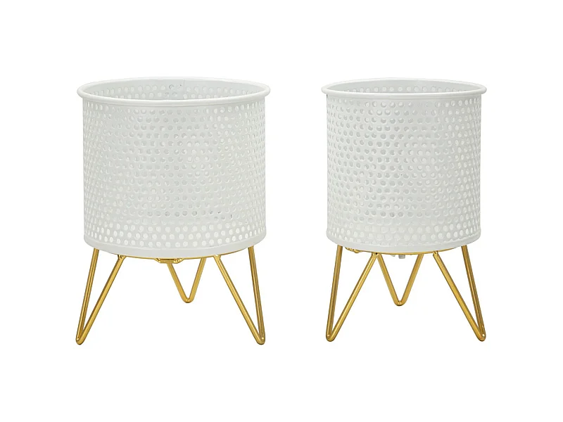 Lot de 2 Cache Pots MF411, Blanc, 16x16x20 cm, Seven Design