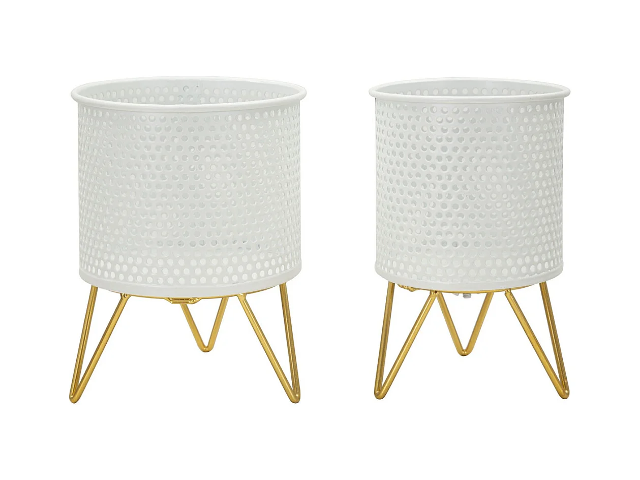 Lot de 2 Cache Pots MF411, Blanc, 16x16x20 cm, Seven Design