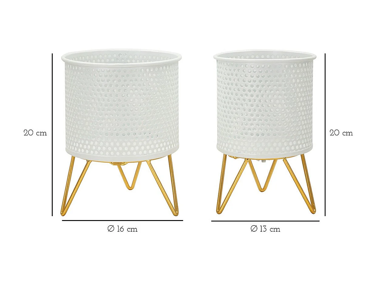 Lot de 2 Cache Pots MF411, Blanc, 16x16x20 cm, Seven Design