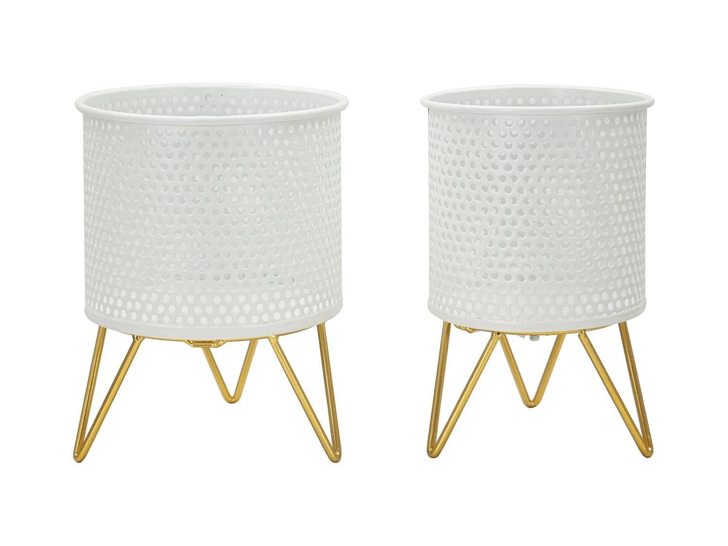 Lot de 2 Cache Pots MF411, Blanc, 16x16x20 cm, Epikasa