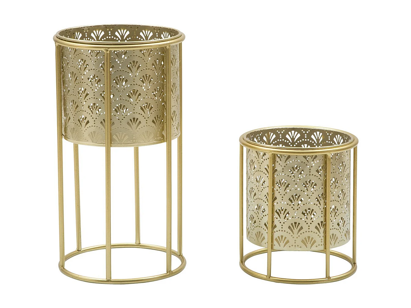 Lot de 2 Cache Pots MF397, Or, 21x21x40 cm, Seven Design