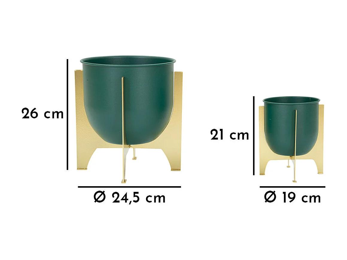 Zestaw 2 doniczek MF396, Zielony, 24,5x24,5x2 cm, Seven Design