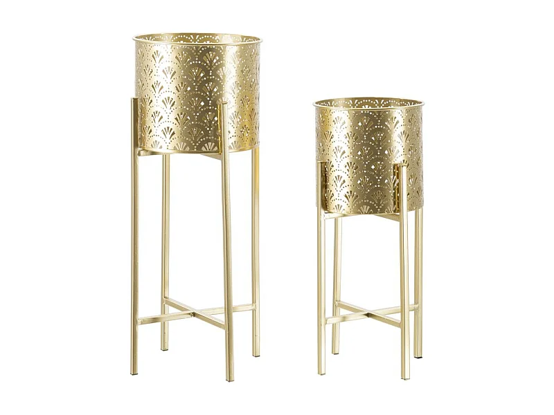 Set di 2 Vasi per Piante MF398, Oro, 21x21x52 cm, Seven Design