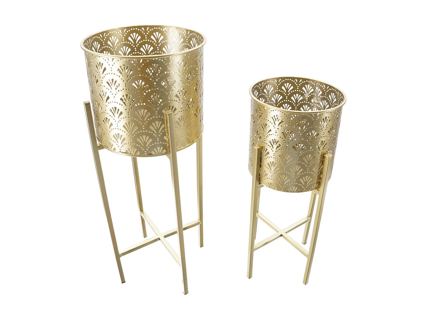 Lot de 2 Cache Pots MF398, Or, 21x21x52 cm, Seven Design