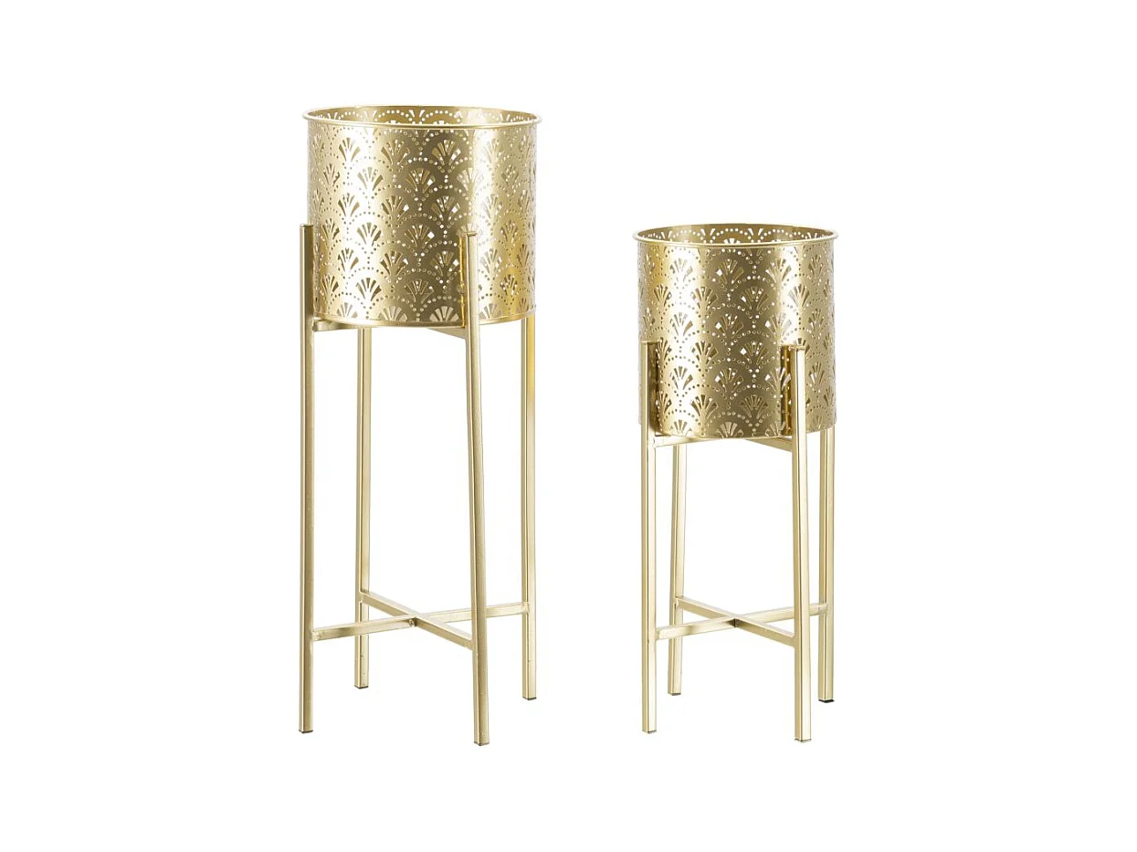 Lot de 2 Cache Pots MF398, Or, 21x21x52 cm, Epikasa