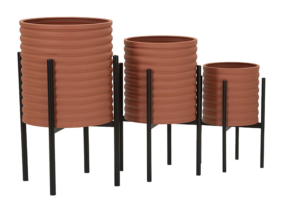 Lot de 3 Cache Pots MF425, Rouge, 36x36x56,5 cm, Seven Design