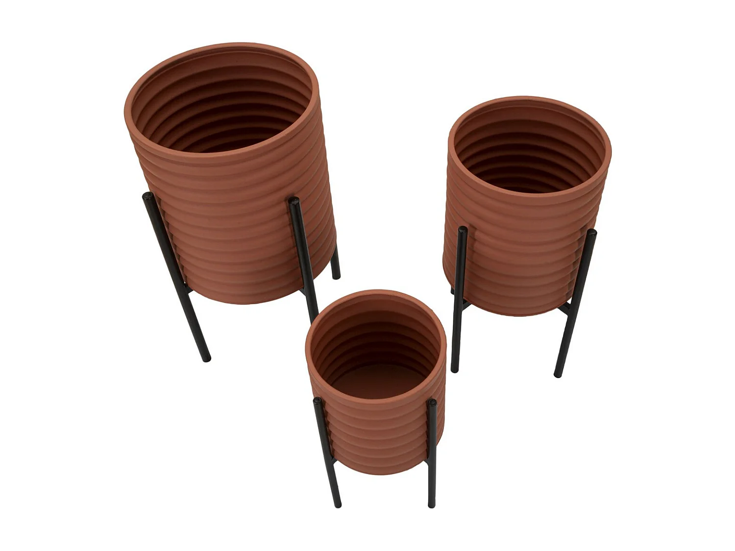 Lot de 3 Cache Pots MF425, Rouge, 36x36x56,5 cm, Seven Design