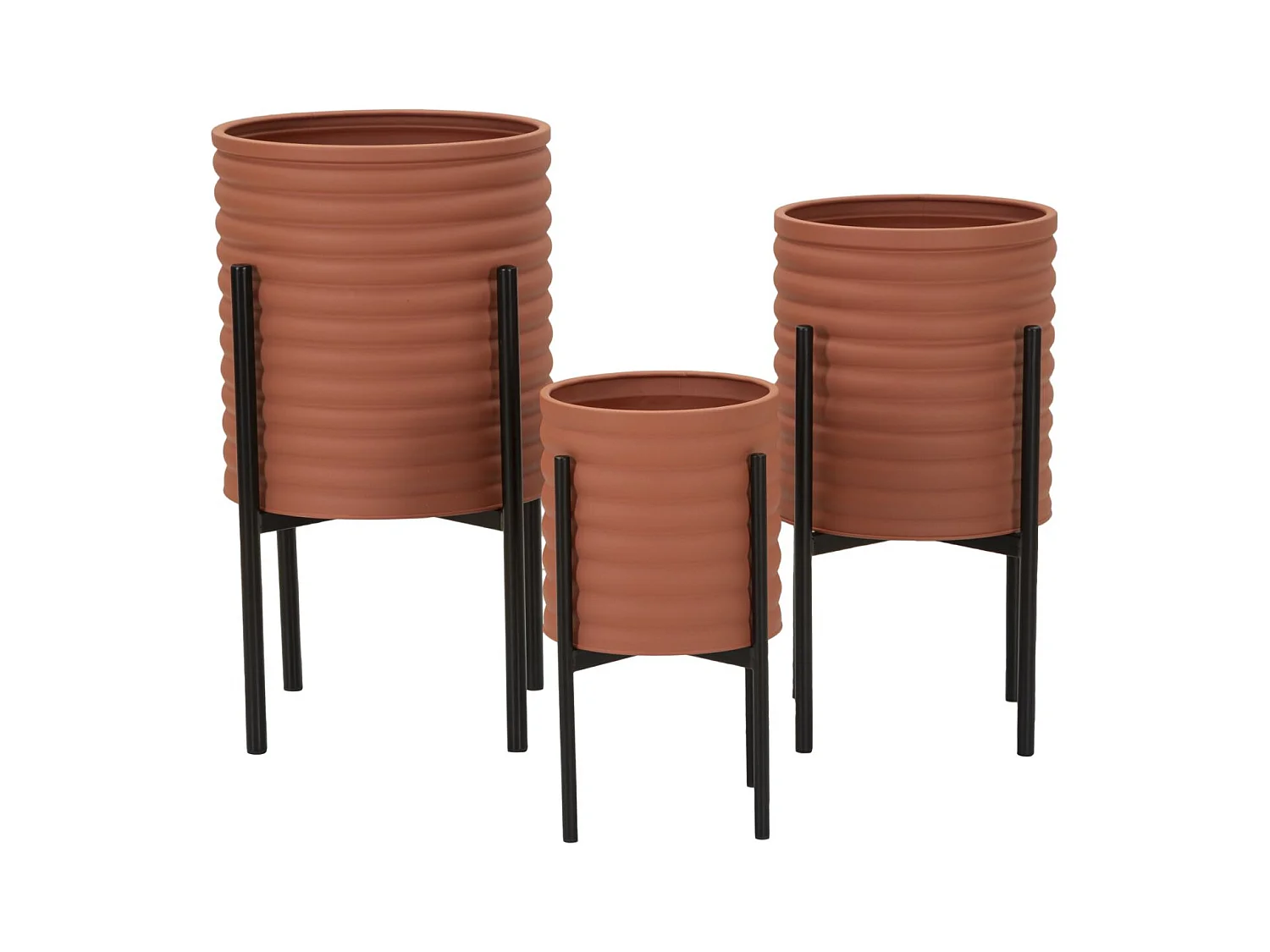 Lot de 3 Cache Pots MF425, Rouge, 36x36x56,5 cm, Epikasa