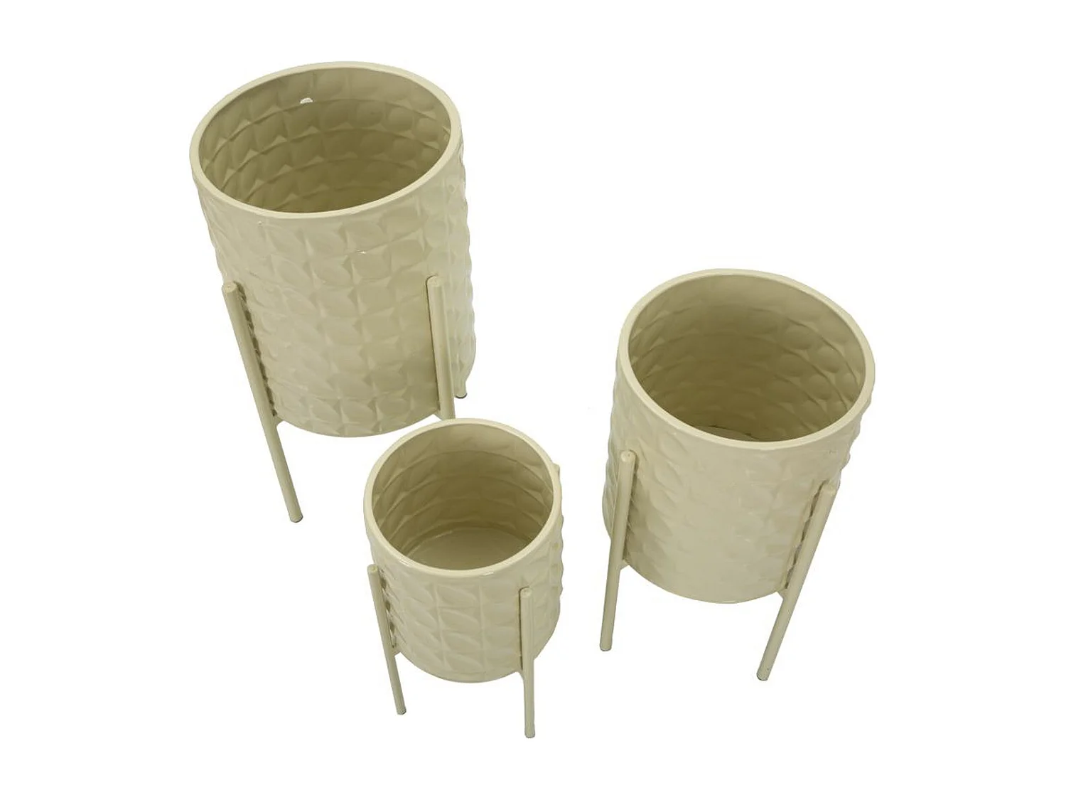Lot de 3 Cache Pots MF427, Beige, 36x36x56,5 cm, Seven Design