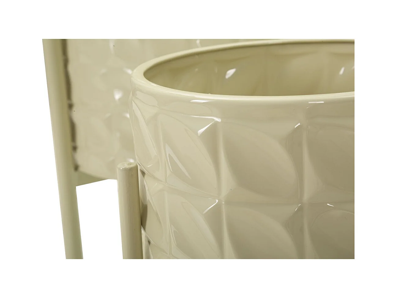 Lot de 3 Cache Pots MF427, Beige, 36x36x56,5 cm, Seven Design