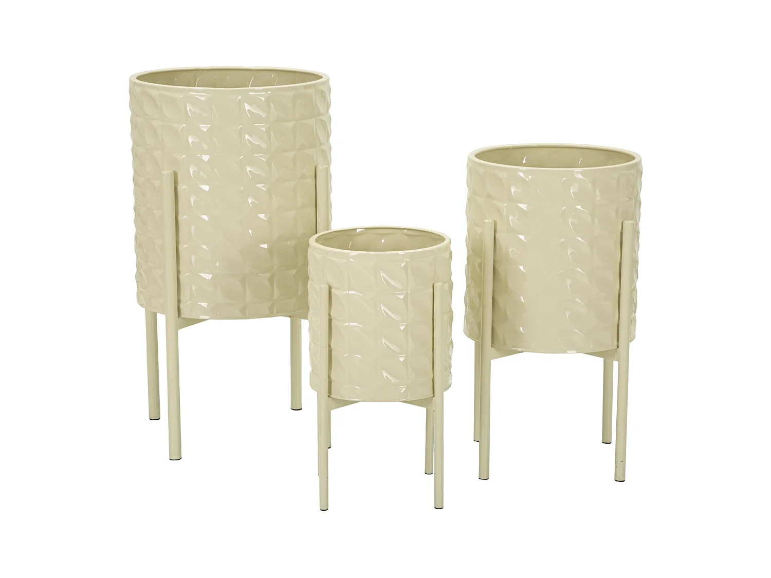 Lot de 3 Cache Pots MF427, Beige, 36x36x56,5 cm, Epikasa
