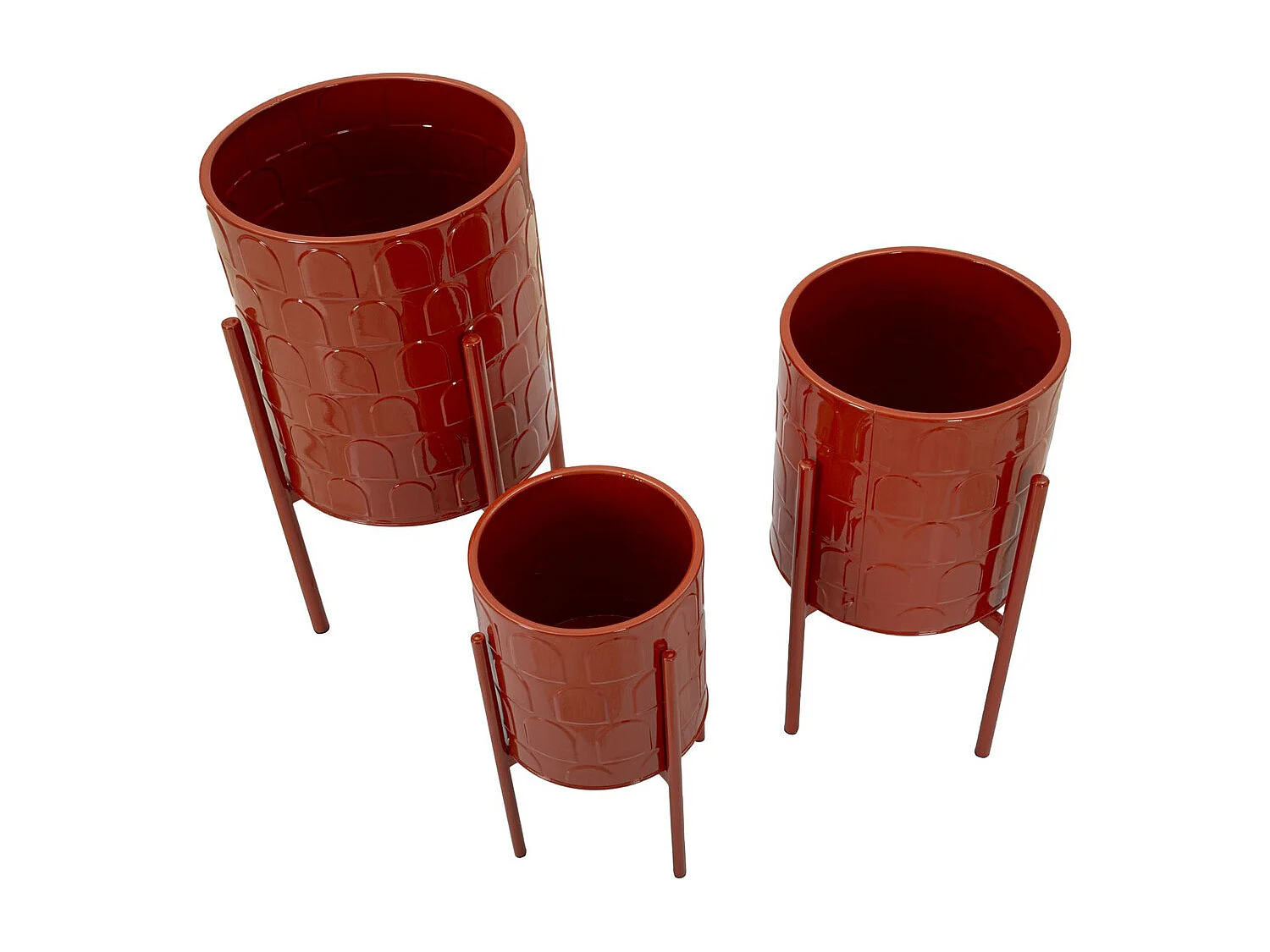 Lot de 3 Cache Pots MF426, Rouge, 36x36x56,5 cm, Seven Design
