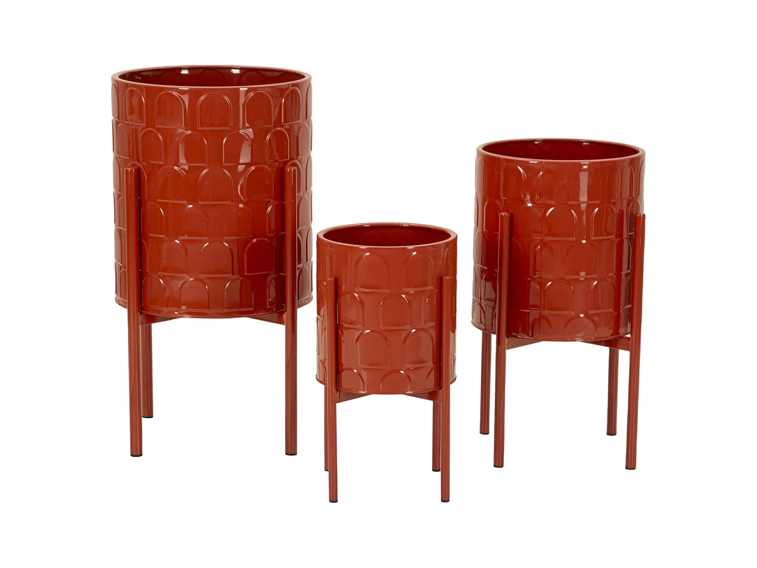 Lot de 3 Cache Pots MF426, Rouge, 36x36x56,5 cm, Epikasa