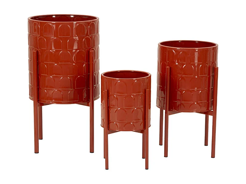 Zestaw 3 doniczek MF426, Czerwony, 36x36x56,5 cm, Seven Design