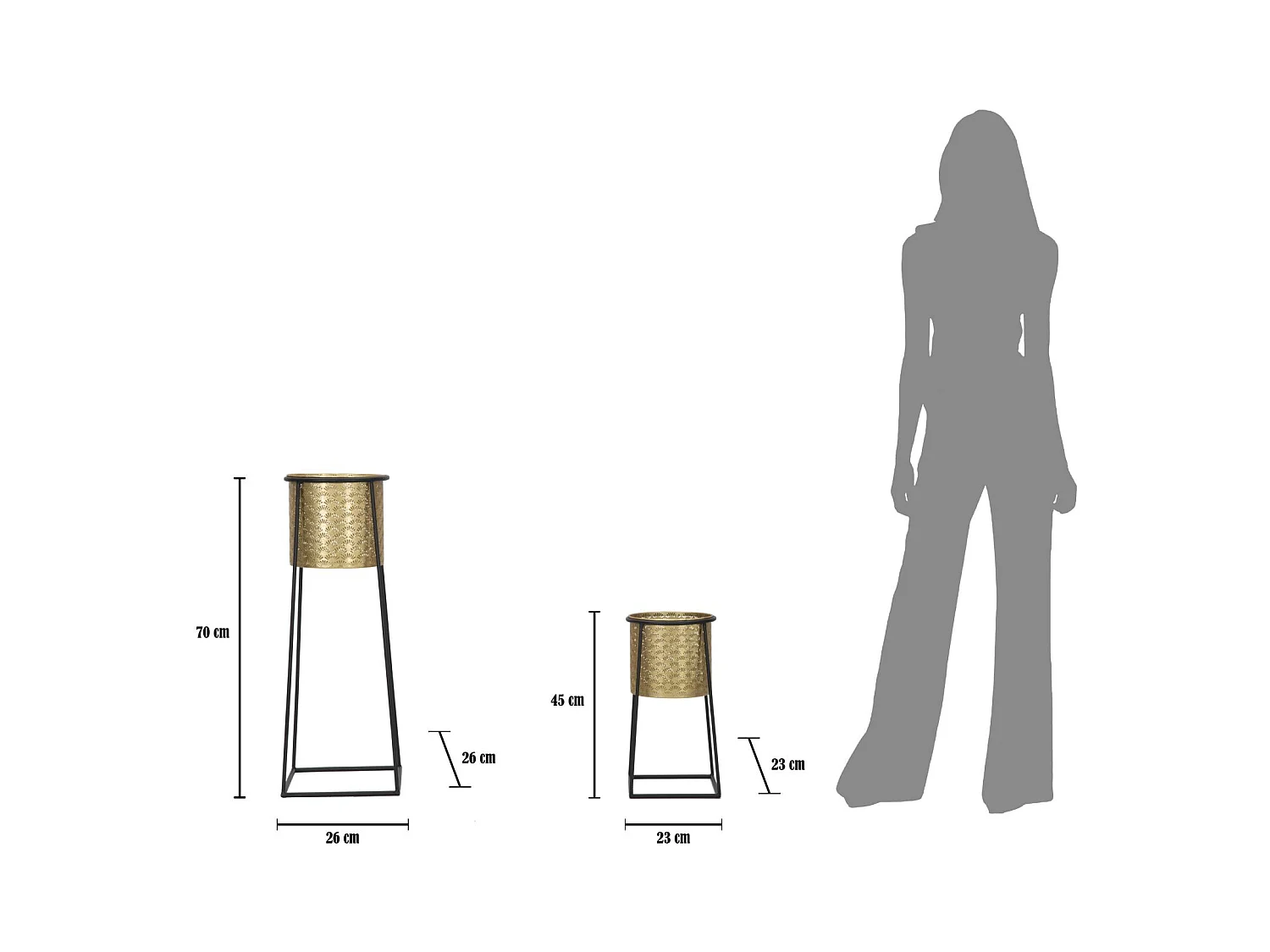 Set van 2 Plantenpotten MF392, Goud, 26x26x70 cm, Epikasa