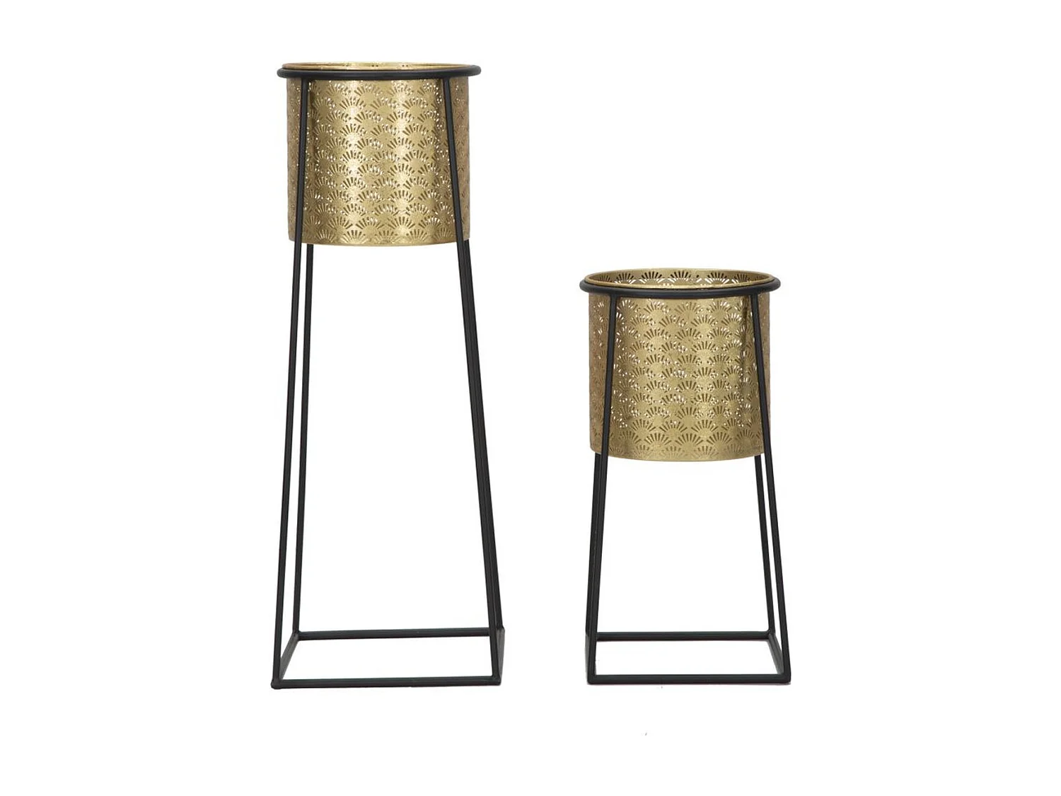 Lot de 2 Cache Pots MF392, Or, 26x26x70 cm, Seven Design