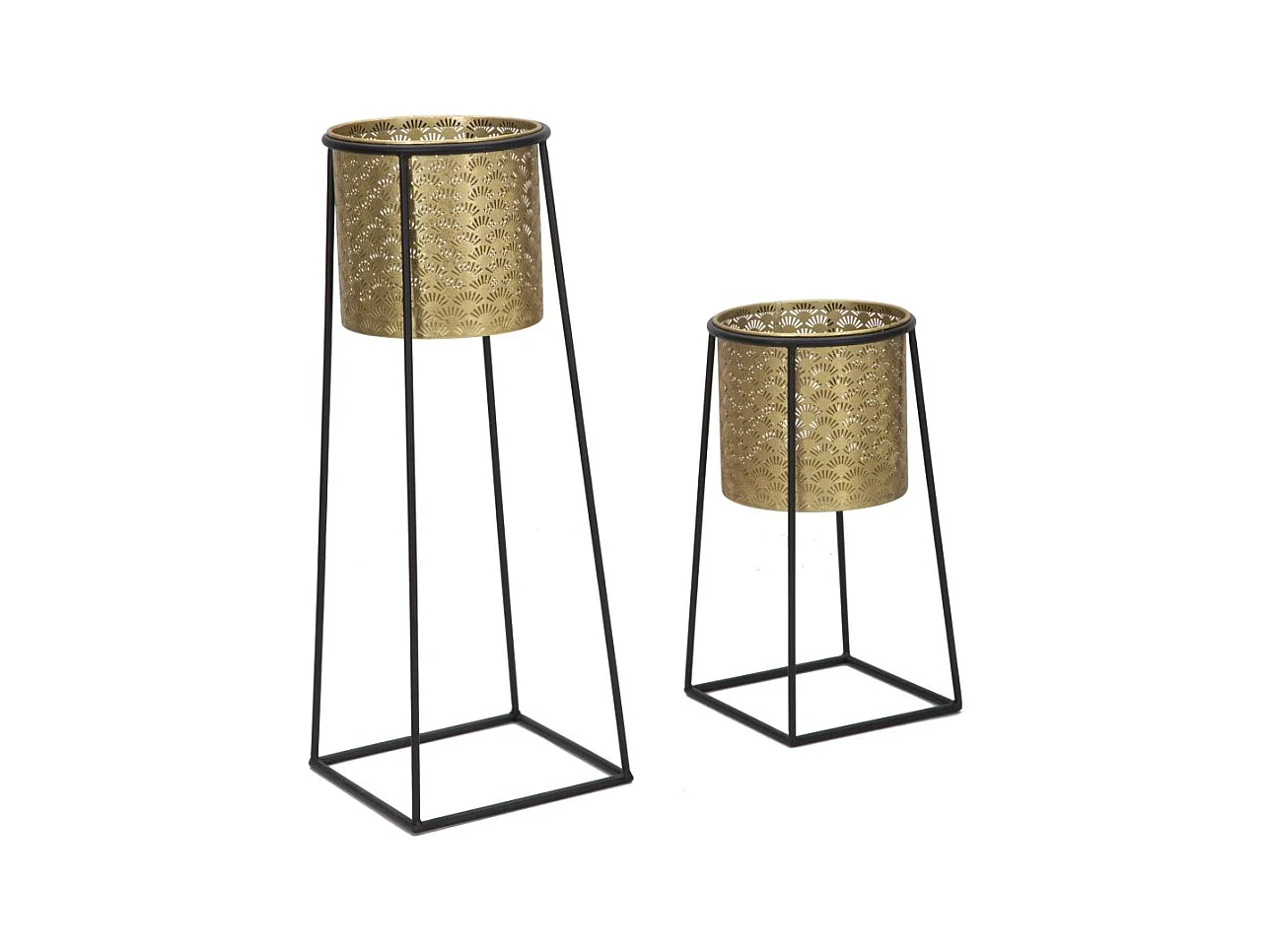 Lot de 2 Cache Pots MF392, Or, 26x26x70 cm, Epikasa