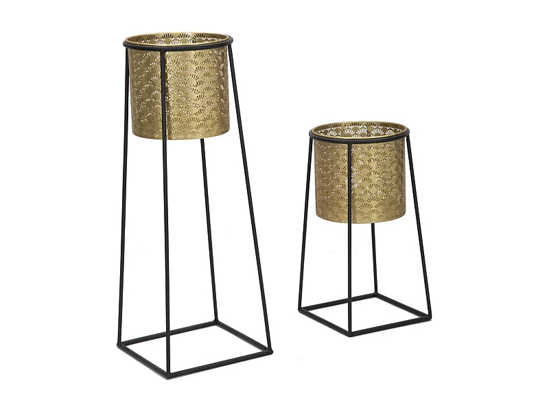 Zestaw 2 doniczek MF392, Złoto, 26x26x70 cm, Seven Design